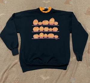 Vintage Morning Sun Halloween Pumpkin Jack O'Lantern Sweatshirt Women’s XL - Picture 1 of 7