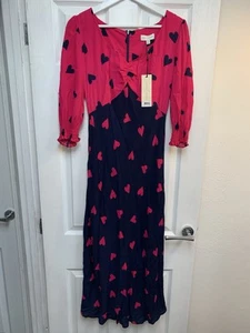 Next love & roses pink and blue hearts maxi dress 12 new with tags  - Picture 1 of 10