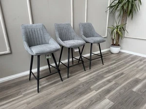 Furniture Village Crete Fabric Bar Stool Kitchen High Chairs Ready To Ship - Picture 1 of 15