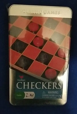 NEW: Cardinal Industries Checkers Family Board Game. Tin Box. - Image 1 of 2