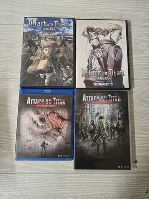 Lot Of 4 Attack on Titan DVDS & Blu Ray No Regrets A Sudden Visitor Movie Parts - Image 1 of 2