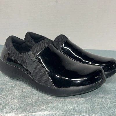 Sapato Feminino ALEGRIA Preto Couro Patente Camurça Conforto Enfermeira Tamanco 101 39 - Imagem 1 de 4