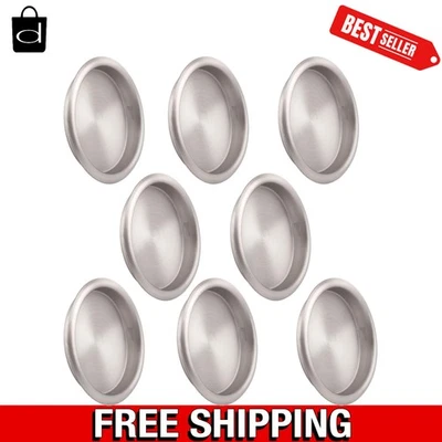 Tiradores de puerta de armario empotrados, paquete de 8 en níquel cepillado antiguo - fácil instalación Foto 1 de 4