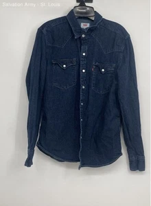 Levi's Mens Blue Collared Long Sleeve Denim Jean Button-Up Shirt Size Medium - Picture 1 of 6