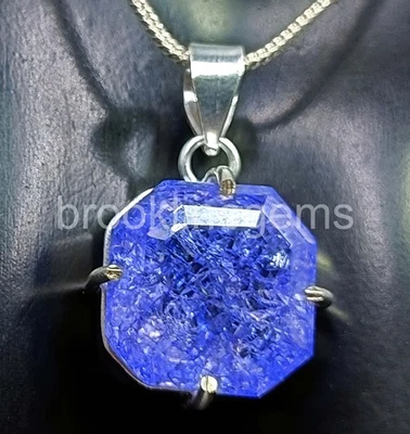 Colgante Tanzanita Natural 51.55 Ct Octágono Azul Gema 925 Cadena Esterlina 5ARN Foto 1 de 4