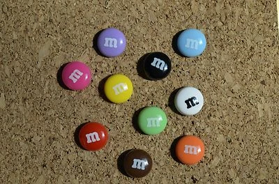 Set of 10 INITIAL M bulletin board pushpins, thumbtacks, or magnets - Image 1 of 4