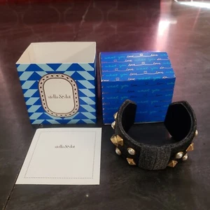 Bracelet cravate nœud Stella & Dot Crush It faux perles cloutées B521G - Photo 1/7