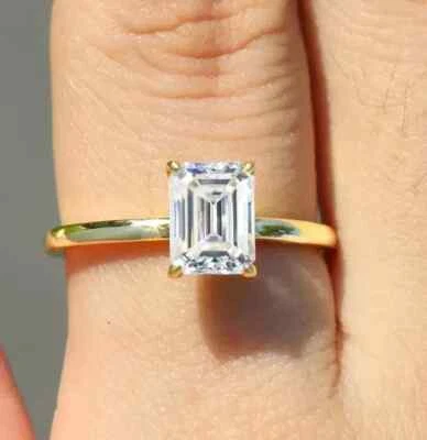 1.50 Ct Emerald Cut IGI Certified Lab Grown Diamond Wedding Ring 14K Yellow Gold - Image 1 of 4