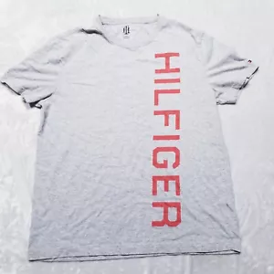 Tommy Hilfiger Shirt Adult Large Gray Red Letters Spell Out Mens Vintage Tee - Picture 1 of 7