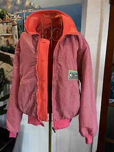 Big Dogs Vintage 80’s Bomber Reversible Pink & Black Polka Dot Winter Jacket - Picture 1 of 20