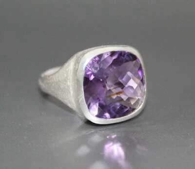 Ametista Viola Anello,Anello Argento,Febraio Pietra Zodiacale,925 Sterling - Immagine 1 di 4