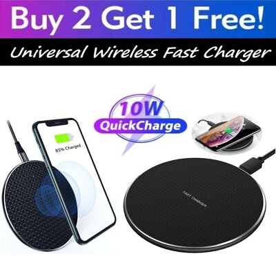 10W Wireless Fast Charger Charging Pad Dock for iPhone Samsung Cell Phone USA - Image 1 of 4