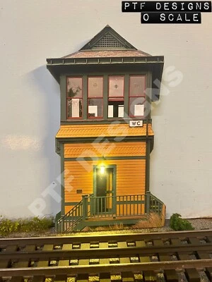O Scale Switch Tower Building Flat “Yellow Tower” Trackside Flats w/LED - MTH - Image 1 of 4