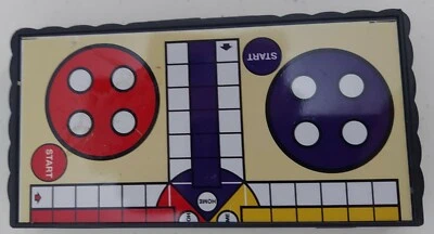 vintage 3 in 1 Board Game Pachisi, Chess & Checkers Travel Set 2.5" x 5" folded - Image 1 of 4