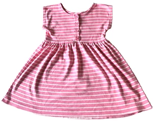Hanna Andersson Day Play Dress 110 / 5 Striped Shell Pink White Soft 100% Cotton - Picture 1 of 5