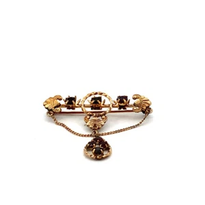 Vtg Signed 12k Gold Filled Winard Art Nouveau Cluster Garnet Stone Dangle Brooch - Picture 1 of 8