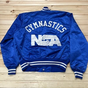 Vintage 70s 80s Gymnastics NSA Satin Bomber Jacket Size XL Made In USA - Picture 1 of 10