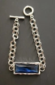 Silver Fashion Bracelet Blue Stone Women - Picture 1 of 2