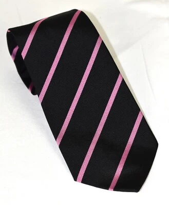 NWOT Ralph Lauren Purple Label Black w/ Pink Repp Stripe 100% Silk Tie 3.5 x 57 - Image 1 of 4