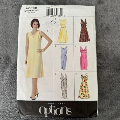 Vogue V8068 Dress Sewing Pattern 18–22 A-Line Fit Cowl Empire Babydoll - Image 1 of 4