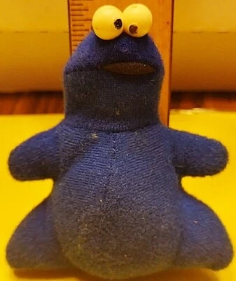 Vintage Cookie Monster Plush Toy Stuffed Animal 3" Tall Retro Plastic Eyes Rare - Image 1 of 2