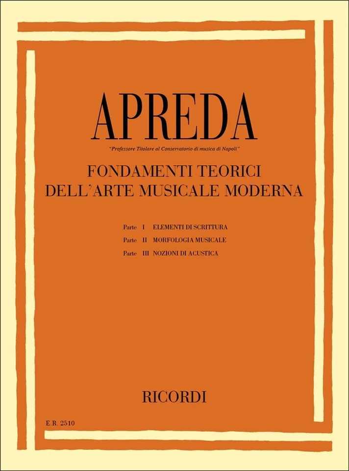 APREDA  Fondamenti Teorici Dell'Arte Musicale Moderna Edizione Ricordi - Immagine 1 di 3
