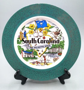 Vintage SOUTH CAROLINA - 9¼" Porcelain Souvenir State Plate - Picture 1 of 7