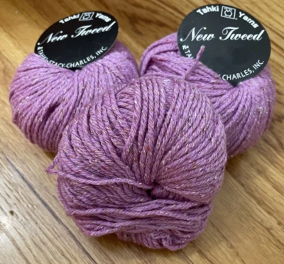 2.5 balls Tahki Yarns NEW TWEED (black label) #019 Pink Merino Wool Silk Viscose - Image 1 of 4