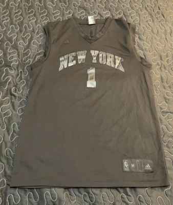 Camiseta deportiva de colección Adidas negra todo negra AMARE STOUDEMIRE #1 New York Knicks para hombre M Foto 1 de 4