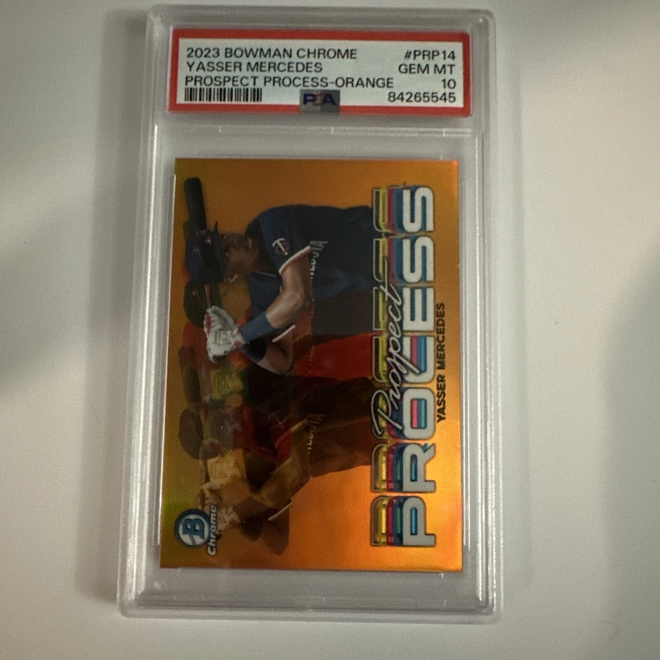 2023 Bowman Chrome Yasser Mercedes #PRP14 Prospect Process Orange Ref /25 PSA 10 - Image 1 of 4