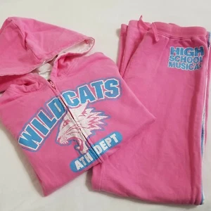 Girls Disney SweatSuit Hoodie Jacket Pants LARGE 6-8-10 Pink High School Musical - Picture 1 of 11