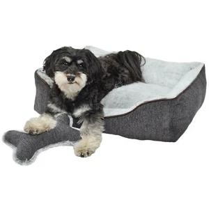 La Ti Paw, 25"x19" - 3 Pc Dog Bed Set  w Toy + Blanket | Faux Chenille - Picture 1 of 21