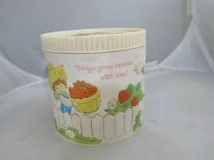 Tarro de plástico envuelto en vinilo Strawberry Shortcake vintage 4 pulgadas redondo - Imagen 1 de 8