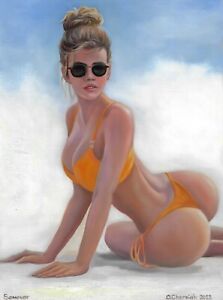 original painting 30x40 cm 269ChOl Artwork Oil paints Realism Sexy woman Signed