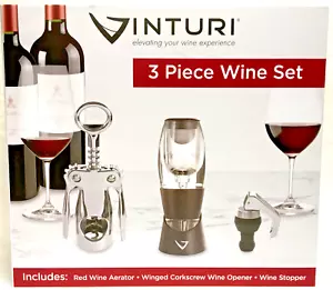 Vinturi 3 Piece Wine Set. Red Wine Aerator Winged Corkscrew,Wine Stopper NIB - Picture 1 of 3