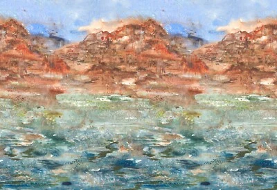 DESERT OASIS 3 yards MODA Fabric Create Joy quilting desert landscape 39761-11 - Image 1 of 4