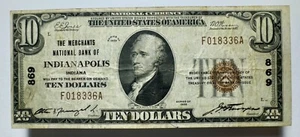 1929 $10 The Merchants National Bank Of Indianapolis, Indiana - Picture 1 of 2