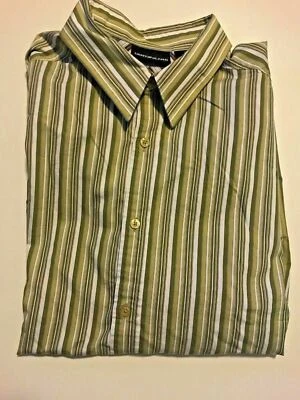Men's DKNY Jeans sz XL Button Down Dress Shirt Striped top extra large Green - Image 1 of 2