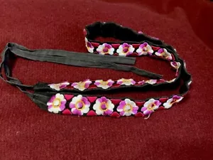 Handmade Embroidered Floral Sash Belt Or Headband. 27”L. 49”overall. - Picture 1 of 3
