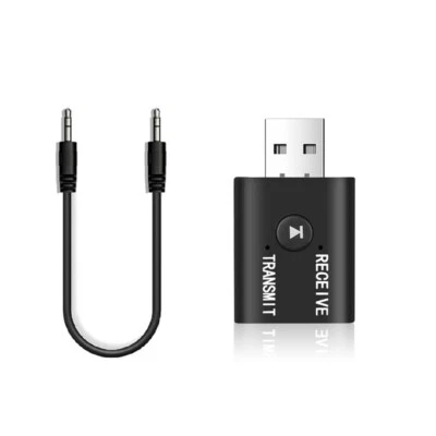 Car USB Wireless Bluetooth5.0 Transmitter Receiver 2in1 Audio Adapter 3.5mm Aux✔ - Image 1 of 4
