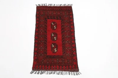 2x3 ft  Bokhara Red Accent Afghan Traditional Hand Knotted Wool oriental Rug - Image 1 of 4
