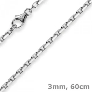 3mm Kette Collier Ankerkette Halskette, 750 Gold Weißgold, 60cm Herren - Bild 1 von 4
