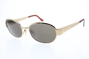 Vintage Yves Saint Laurent 6053 Y101 Gold Metal Oval Sunglasses Italy 135 mm - Picture 1 of 10