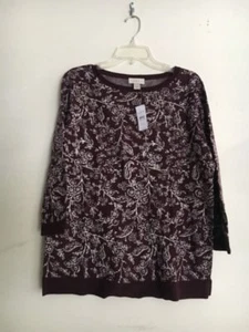Maglione donna Talbots taglia XL floreale bordeaux taglio moderno elegante nuovo con etichetta - Foto 1 di 2