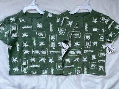 NWT Boys Top By Arizona Jean Co., Size 12 mo or 18 mo, Green with Reptile Print - Image 1 of 4