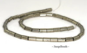 8X5MM PALAZZO IRON PYRITE GEMSTONE ROUND TUBE 8X5MM LOOSE BEADS 6.5inch - Picture 1 of 1