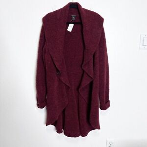 Lafayette 148 Women XL Red Wool Blend Red Duster Cardigan Draped Sweater  Jacket