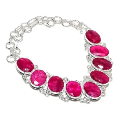 Ruby(Simulated) Gemstone 925 Sterling Silver Jewelry Necklace 18" Love Gift S894 - Image 1 of 4