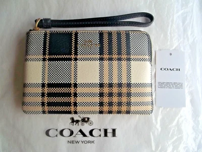 ❤ Carteira feminina COACH canto com zíper pulseira xadrez jardim meia-noite multi C8683 nova com etiquetas - Imagem 1 de 4