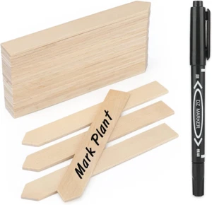 Wooden Plant Labels, 50 PCS 6 Inch Pointed Wooden Plant Sign Tags,Garden Tags Ma - Picture 1 of 7
